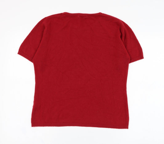 Womens UK Size L M&Co Red Pullover Jumper