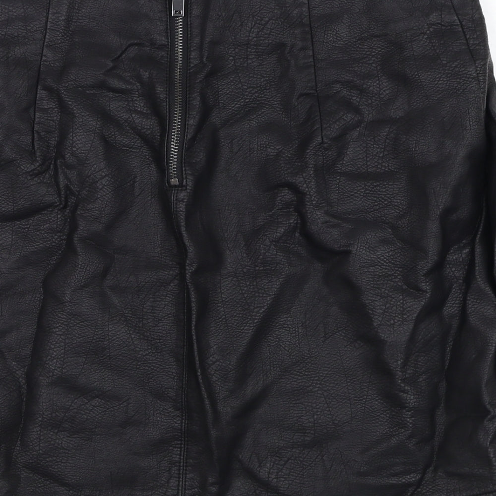 Dorothy Perkins Womens Black  Viscose Straight & Pencil Skirt Size 12   Zip