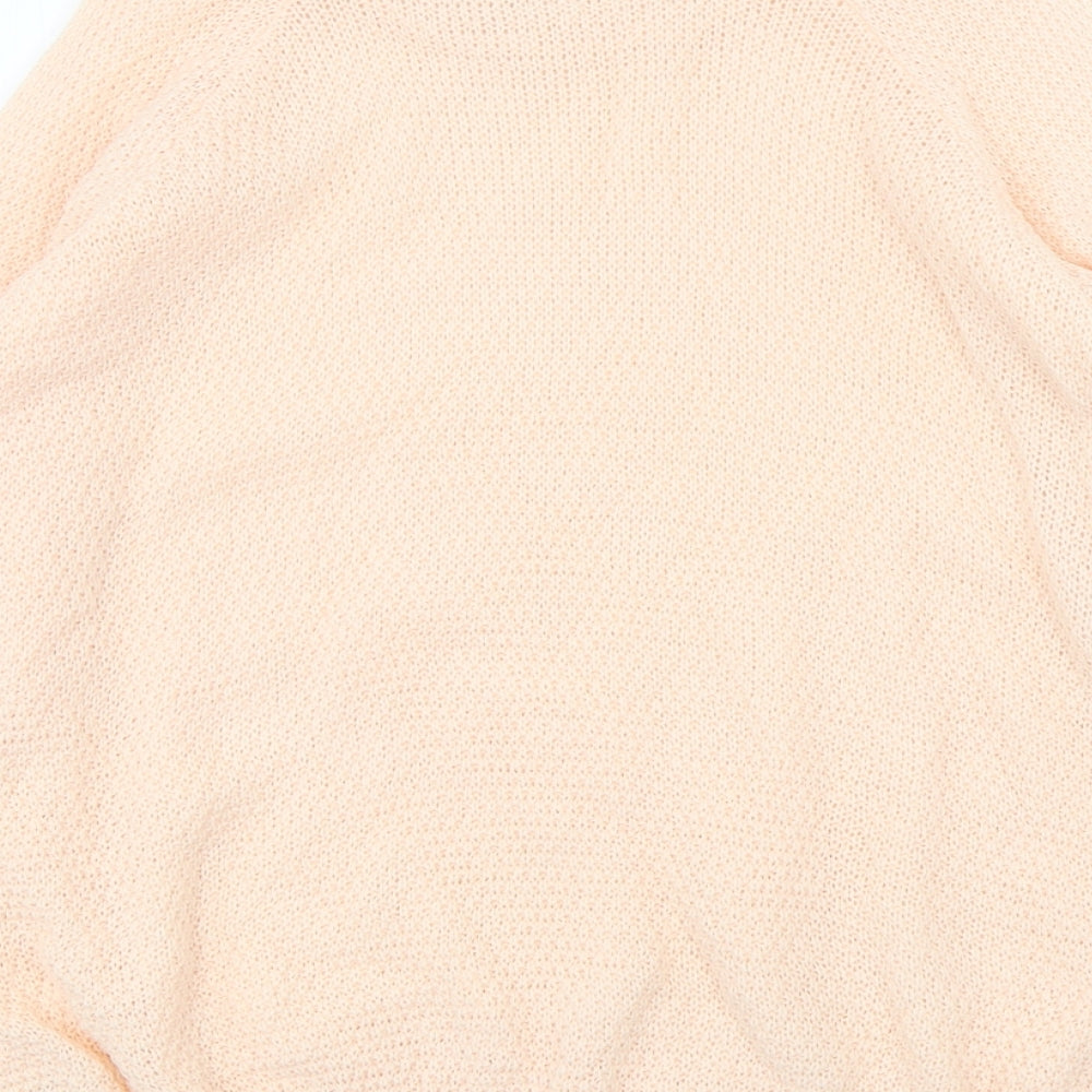 Boohoo Womens Pink Round Neck Acrylic Pullover Jumper Size L