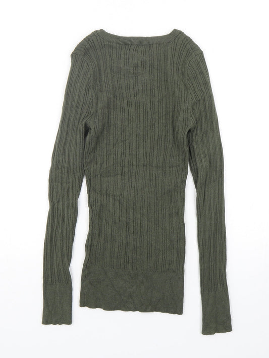 Primark Womens Green Round Neck Viscose Pullover Jumper Size 4