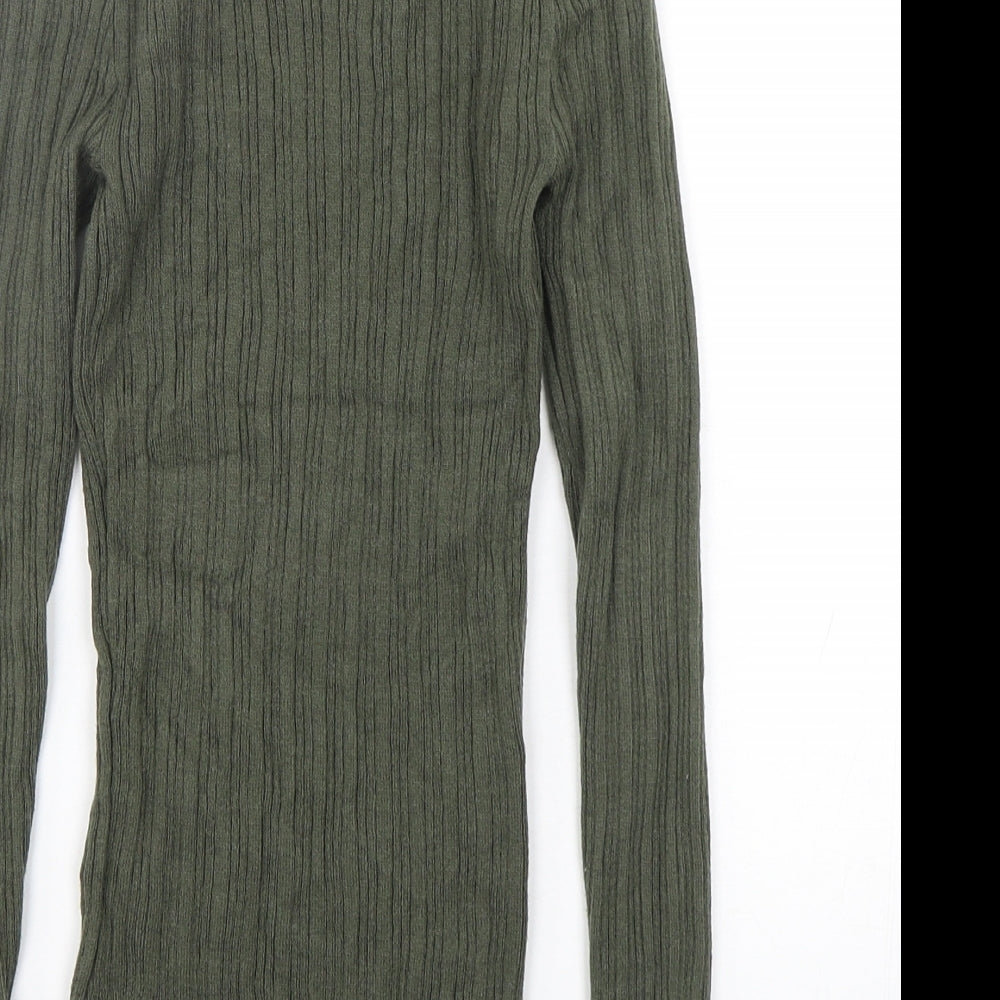 Primark Womens Green Round Neck Viscose Pullover Jumper Size 4