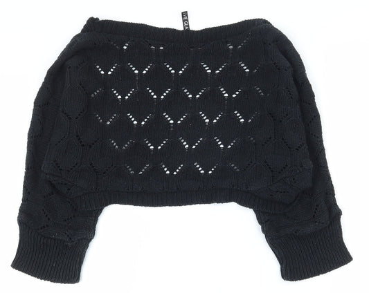 E-vie Womens Black V-Neck Acrylic Cardigan Jumper Size 10