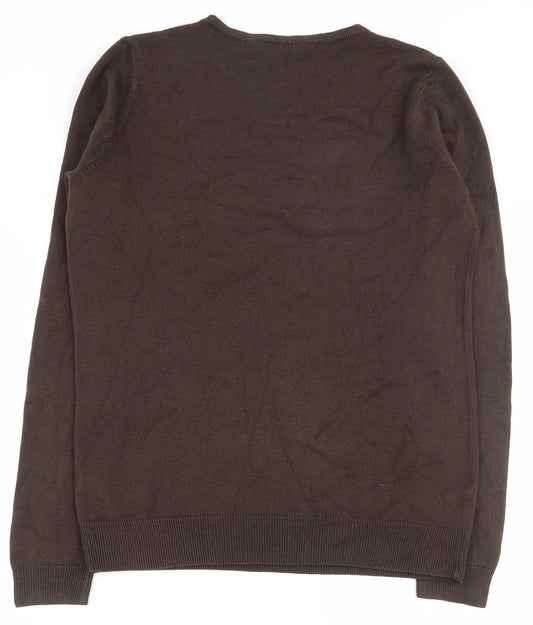 BHS Womens Brown Round Neck Acrylic Pullover Jumper Size 8