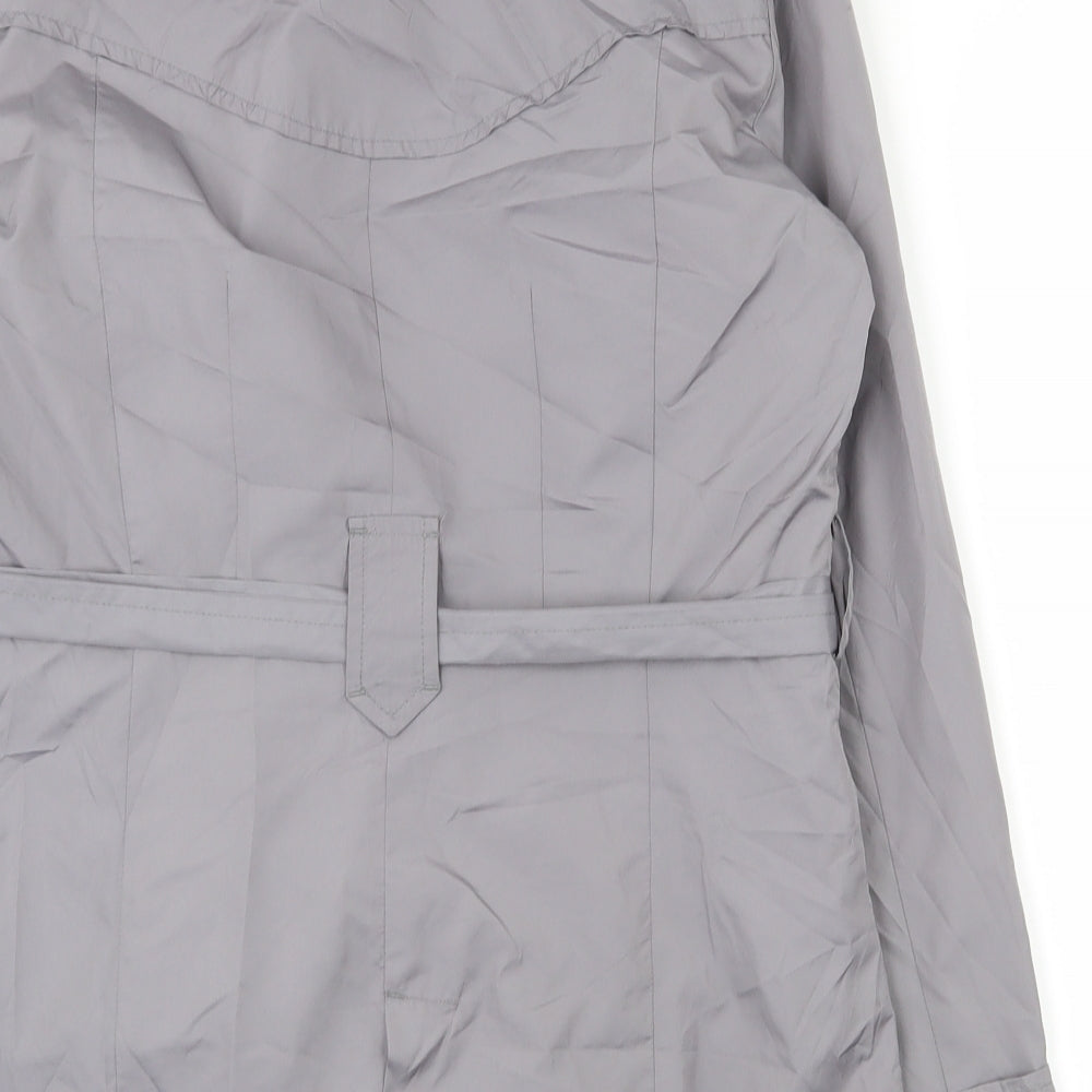 Brand and care label for LC Waikiki women’s grey jacket, size S, button