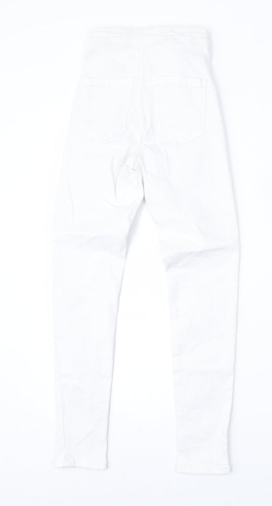 Topshop Womens White Cotton Skinny Jeans Size 25 L28 in Regular Zip