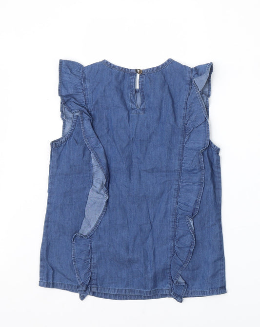 Cosmic Kids Girls Blue Cotton Pencil Dress Size 12 Years Round Neck Hook & Eye