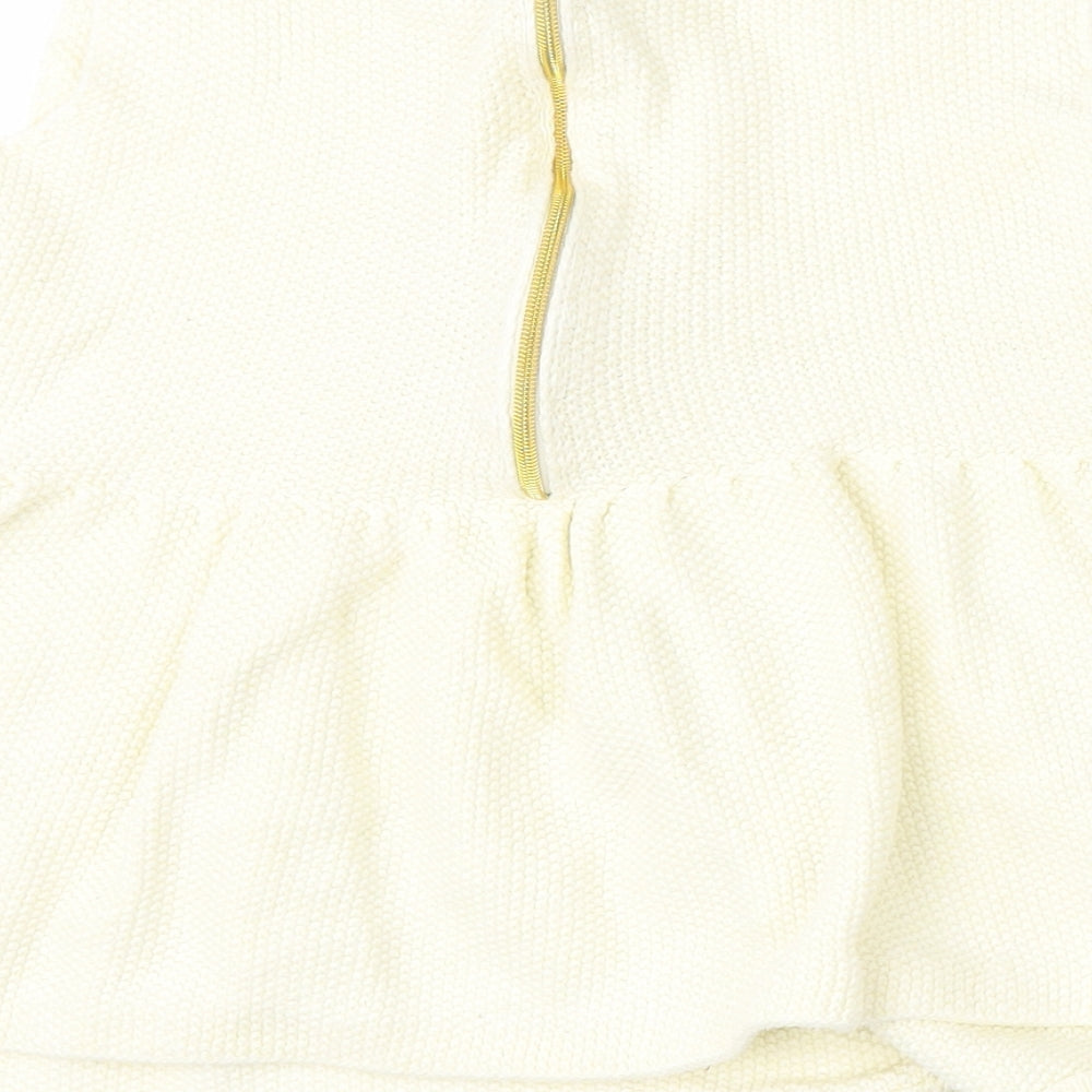 Zara Knit Womens Beige Viscose Basic Blouse Size M Round Neck