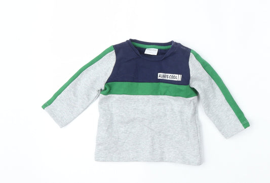 F&F Boys Grey Cotton Pullover Jumper Size 3-6 Months