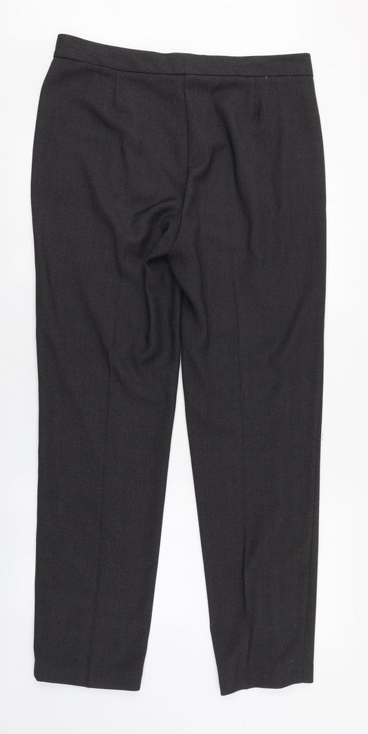 Marks and Spencer Mens Grey Polyester Trousers Size 16 L32 in Regular Zip