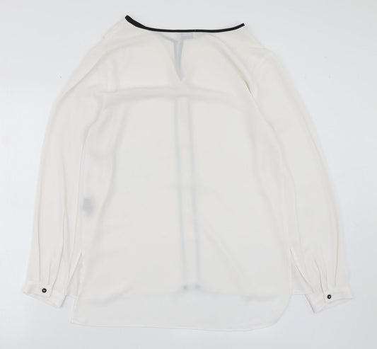 Papaya Womens White Polyester Basic Blouse Size 12 V-Neck