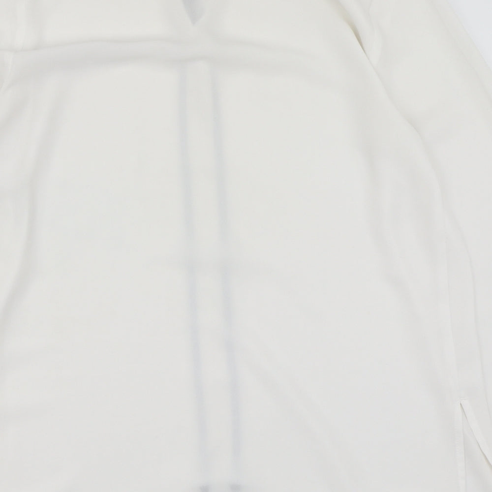 Papaya Womens White Polyester Basic Blouse Size 12 V-Neck