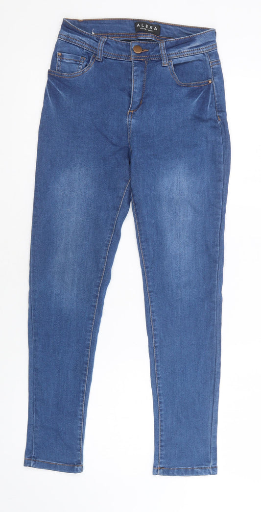 Additional front view of Peacocks women’s blue cotton jegging jeans, size UK 8, 28-inch leg regular button