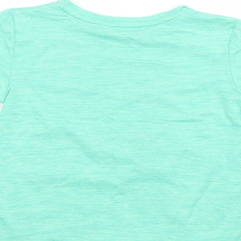 Dunnes Stores Girls Green Polyester Pullover T-Shirt Size 7-8 Years Crew Neck Pullover