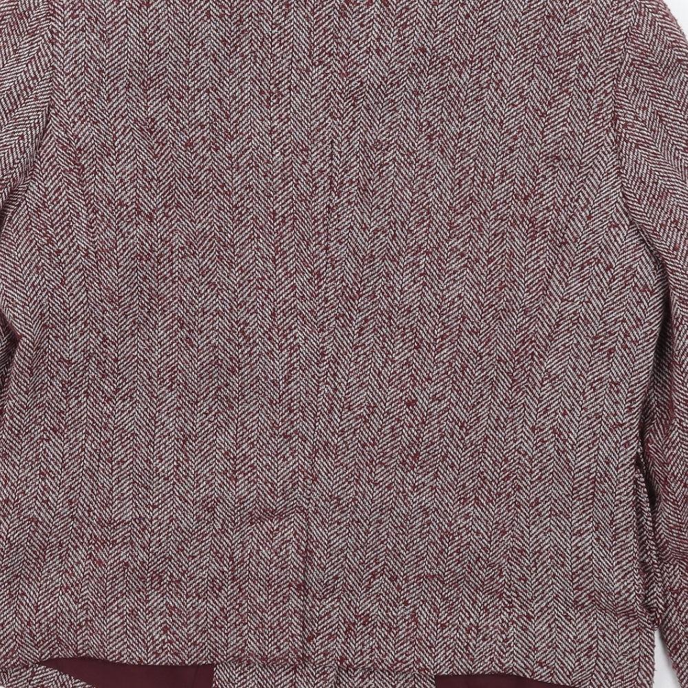 NEXT Womens Red Herringbone Polyester Jacket Blazer Size 10