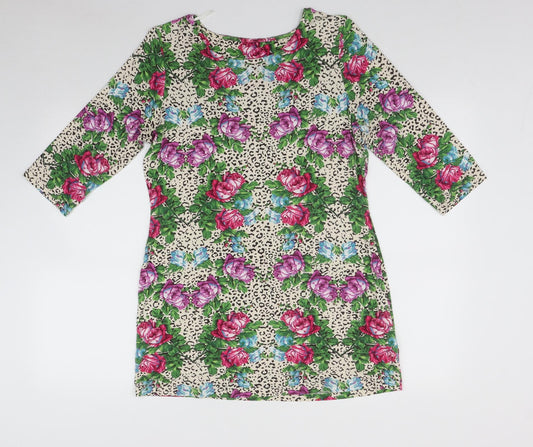 Additional front view of Next women’s multicoloured floral viscose mini, size UK 12, scoop neck