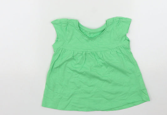 St Bernard Girls Green Cotton Shift Size 18 Months Round Neck