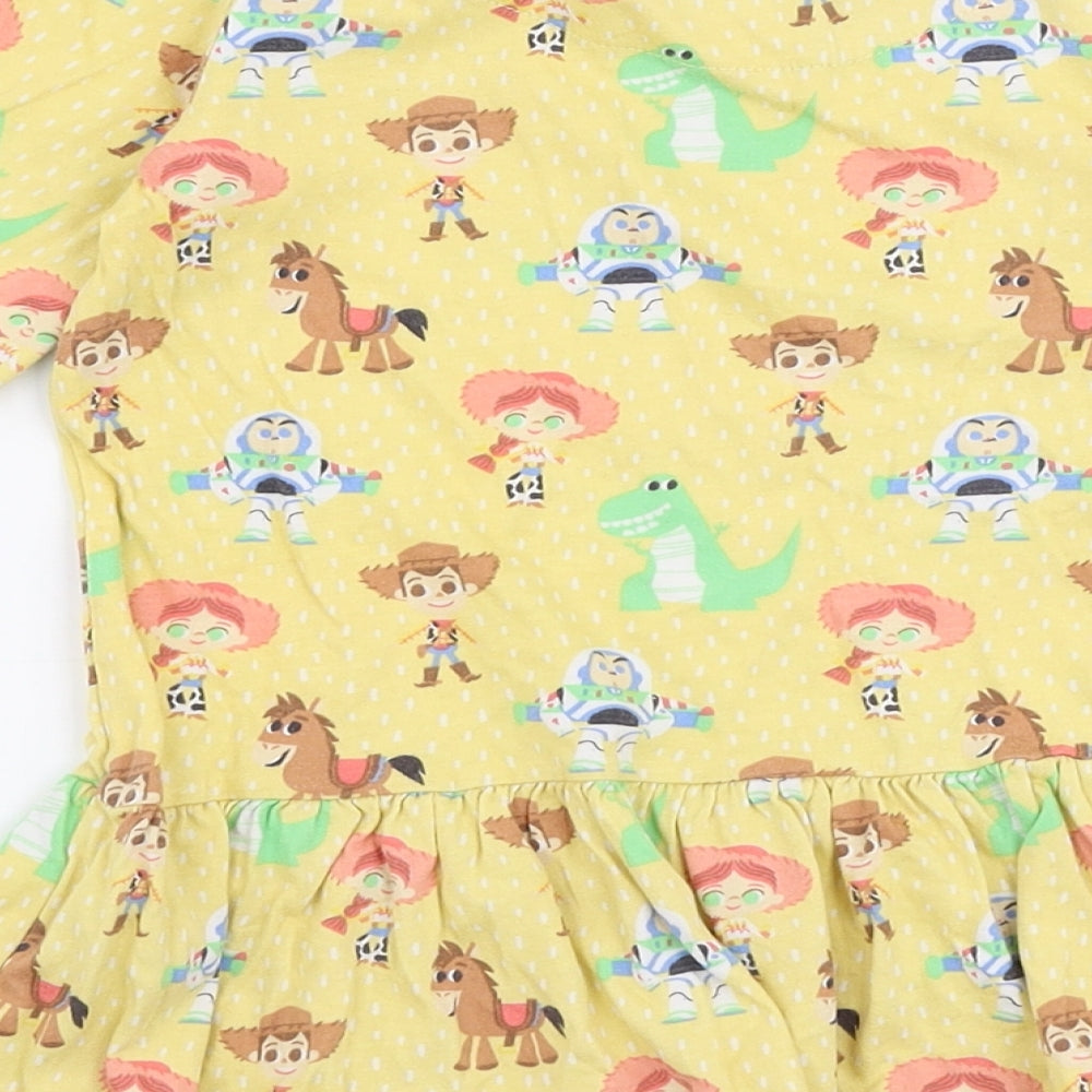George Girls Yellow 100% Cotton A-Line Size 18-24 Months Round Neck Pullover - Toy story Disney
