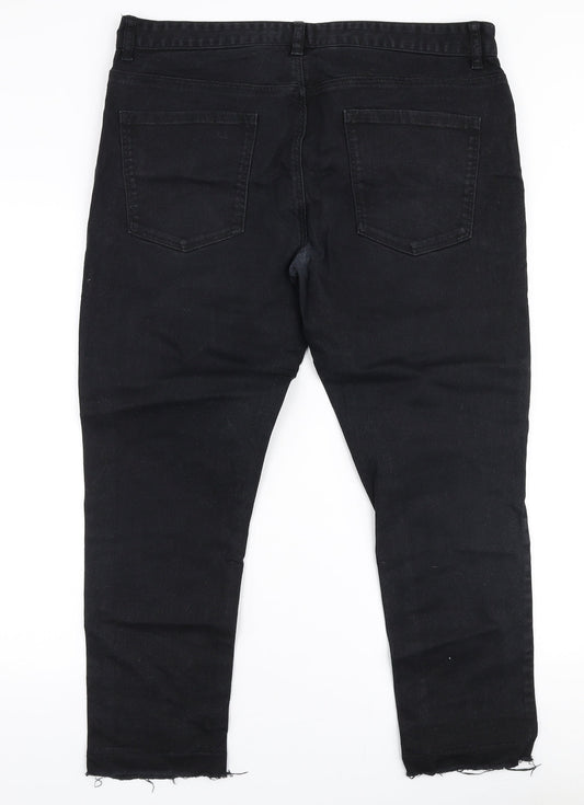 NEXT Mens Black Cotton Straight Jeans Size 36 in L26 in Regular Zip