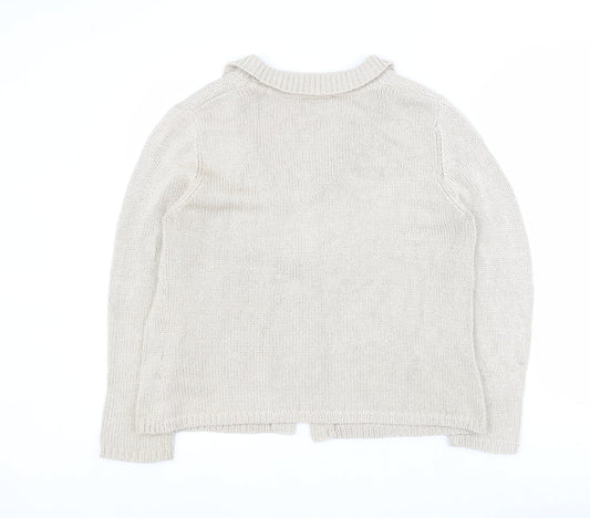 Alex & Co Womens Brown Collared Acrylic Cardigan Jumper Size 14