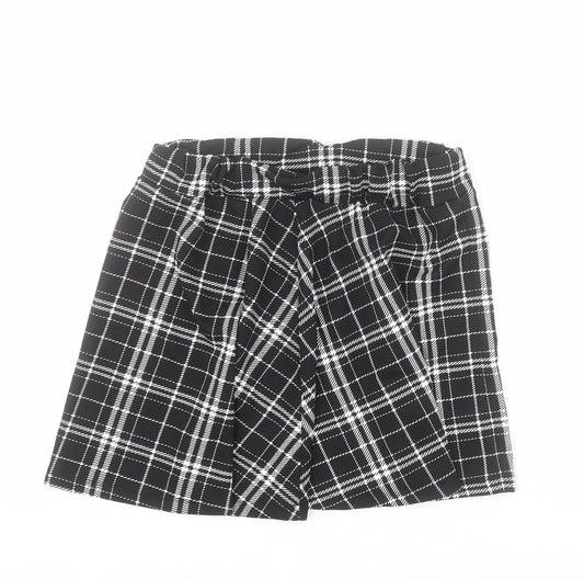 SheIn Womens Black Plaid Polyester Skater Skirt Size M