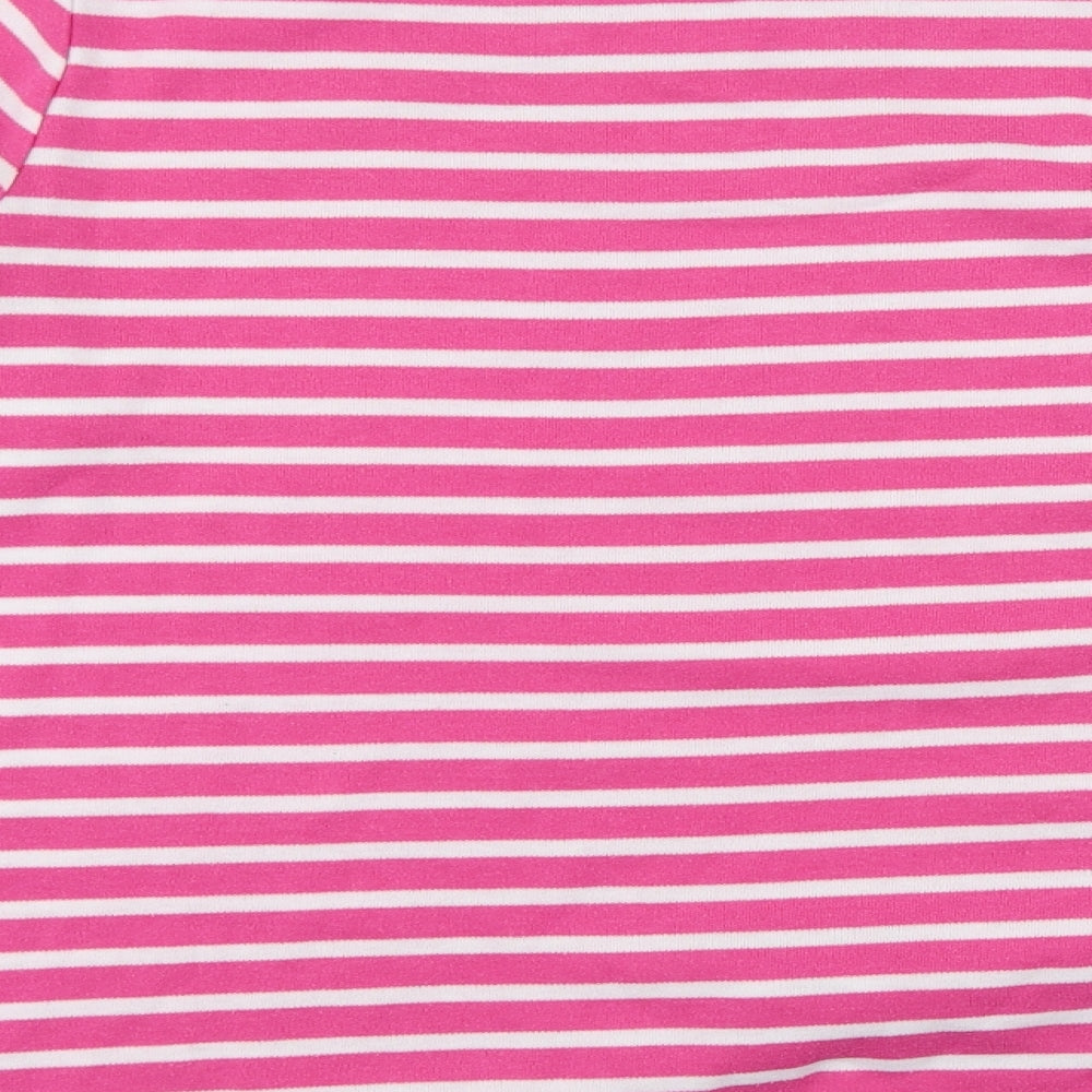 First Avenue Womens Pink Round Neck Striped Polyester Pullover Jumper Size XL