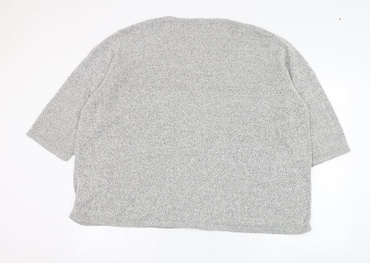 Damart Womens Grey V-Neck Acrylic Pullover Jumper Size 30 - Flower