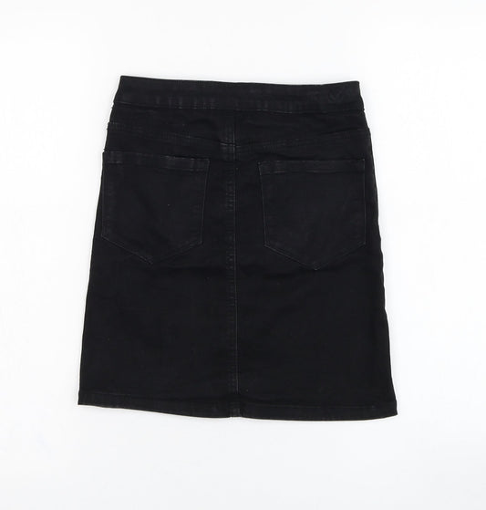 Primark Womens Black  Cotton Straight & Pencil Skirt Size 6   Zip