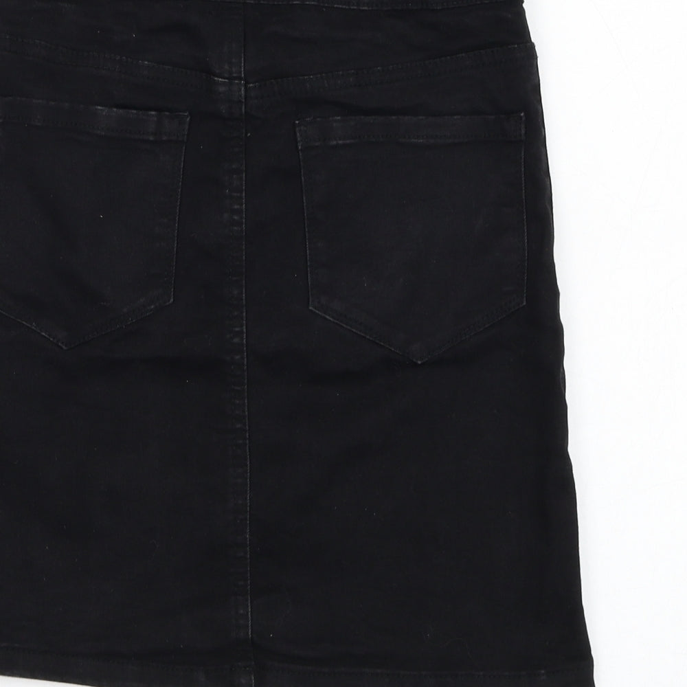 Primark Womens Black  Cotton Straight & Pencil Skirt Size 6   Zip