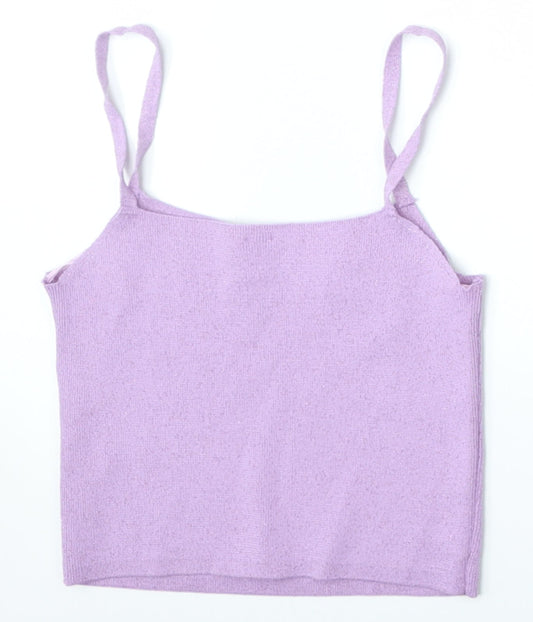 George Womens Purple Polyester Cropped Tank Size M Square Neck