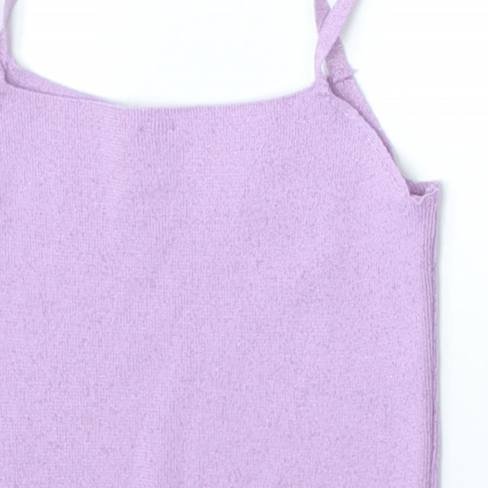 George Womens Purple Polyester Cropped Tank Size M Square Neck