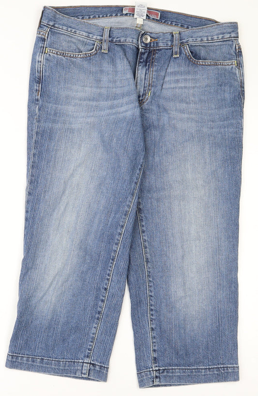 Additional front view of Gap women’s blue cotton straight jeans, size UK 6, 20.5-inch leg regular zip