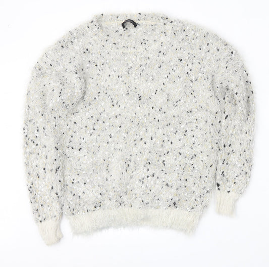 Additional front view of Aftershock women’s multicoloured round neck acrylic jumper, size L