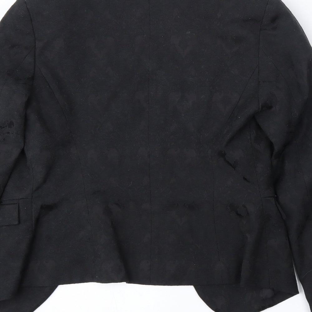 New Look Womens Black Floral Cotton Jacket Blazer Size 10