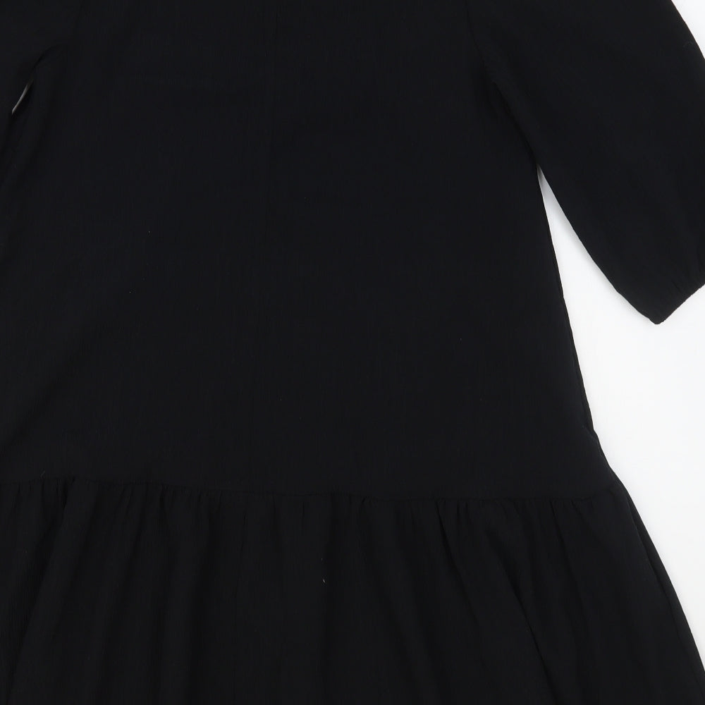 Primark Womens Black Viscose Trapeze & Swing Size 6 Round Neck Button