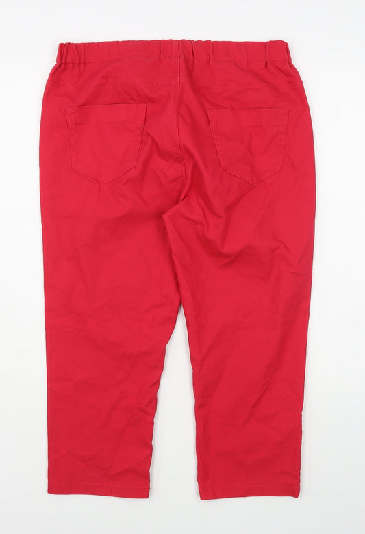 Back view of Peacocks women’s pink cotton jegging jeans, size UK 14, 20-inch leg regular