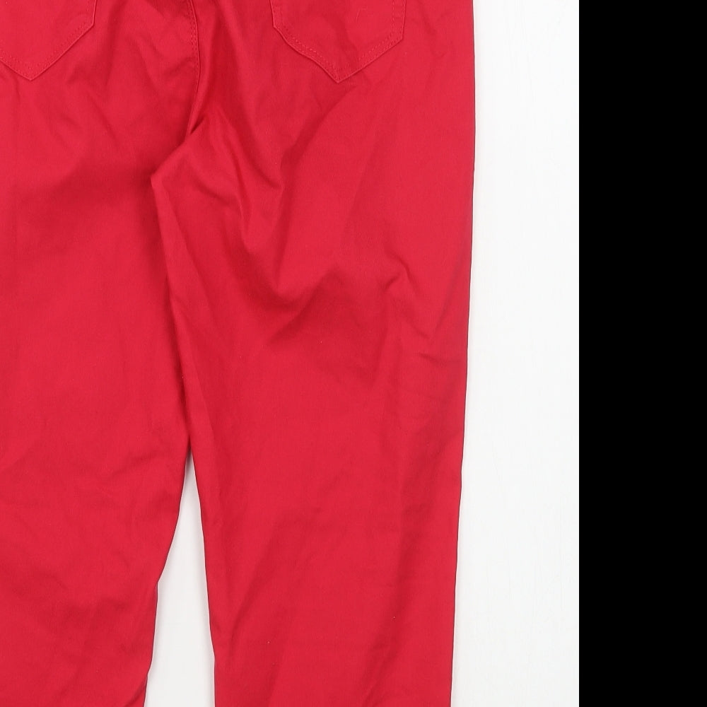 Brand and care label for Peacocks women’s pink cotton jegging jeans, size UK 14, 20-inch leg regular