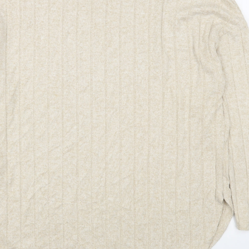Primark Womens Beige Round Neck Viscose Pullover Jumper Size S
