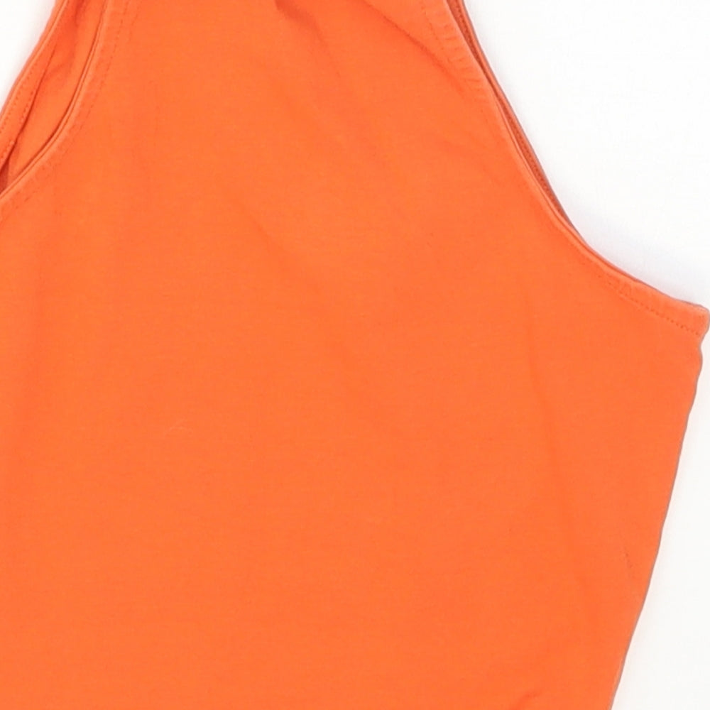 New Look Girls Orange Cotton Cropped Tank Size 9 Years Halter Pullover