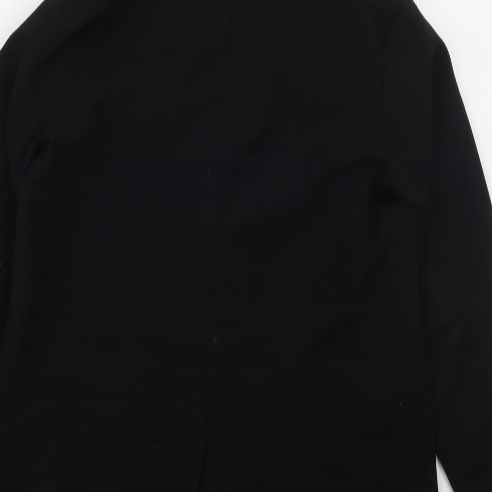 Brand and care label for Missguided women’s black polyester jacket suit jacket, size UK 8