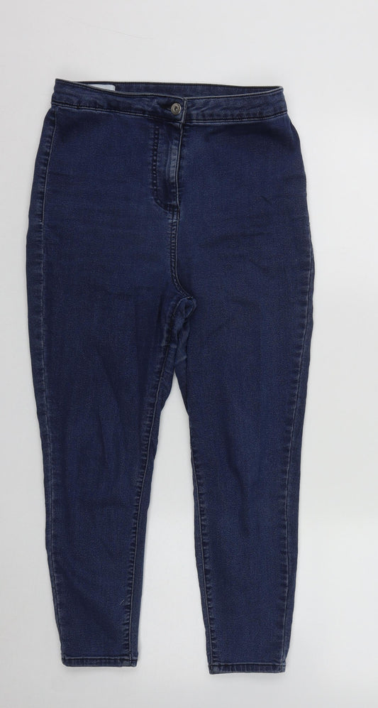 Additional front view of Collusion women’s blue cotton jegging jeans, size UK 28, in, 22-inch leg regular