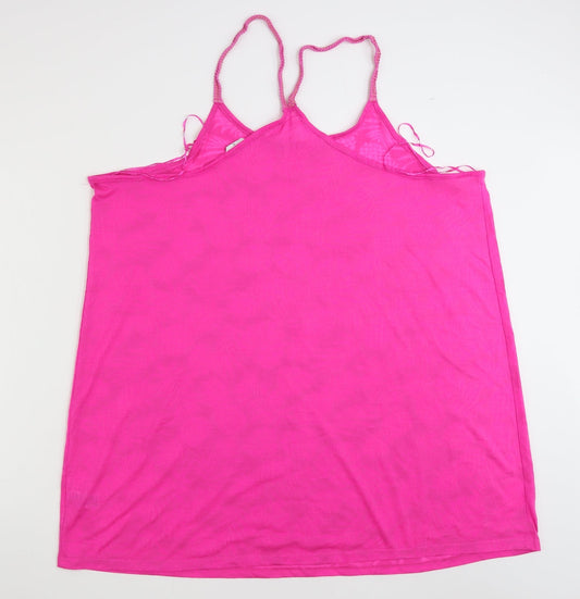 Papaya Womens Pink Floral Polyester Basic Tank Size XL Round Neck