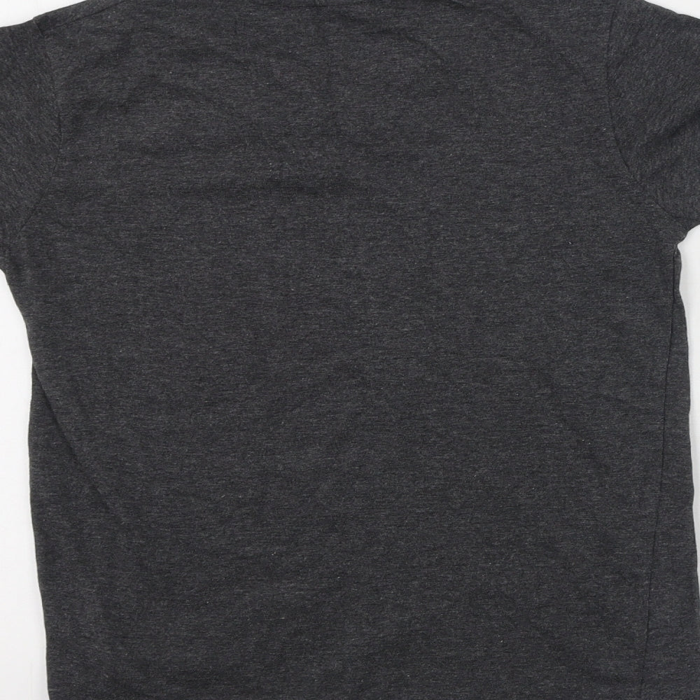 Brand and care label for Rebel boys’ grey cotton basic casual, size 9-10, years v-neck
