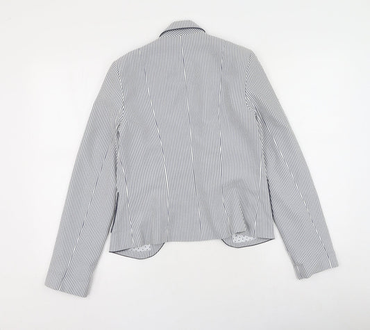 Primark Womens Black V-Neck Striped Polyester Cardigan Jumper Size 8