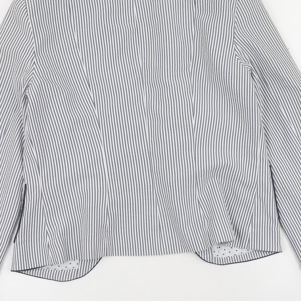 Primark Womens Black V-Neck Striped Polyester Cardigan Jumper Size 8