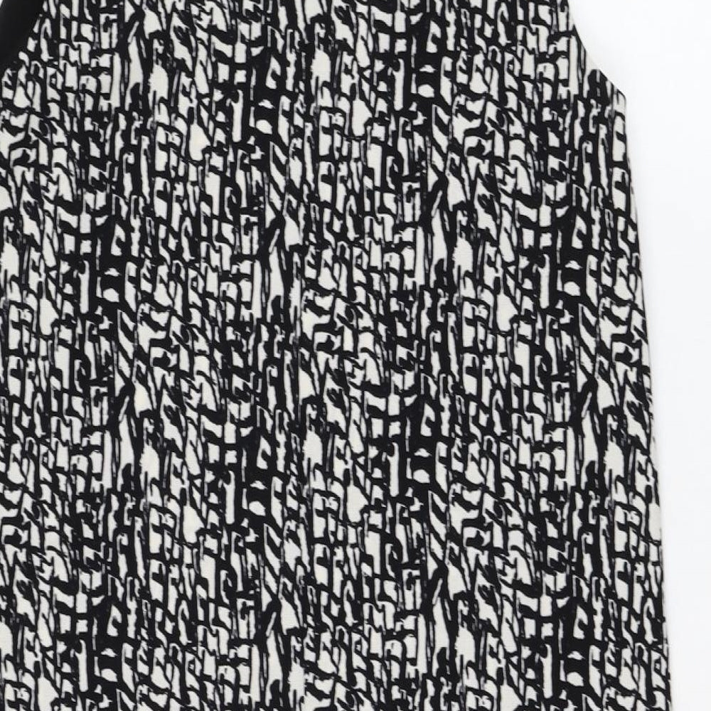 Peacocks Womens Black Geometric Polyester Shift Size 12 Scoop Neck Pullover