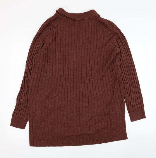 NEXT Mens Brown Collared Acrylic Pullover Jumper Size L