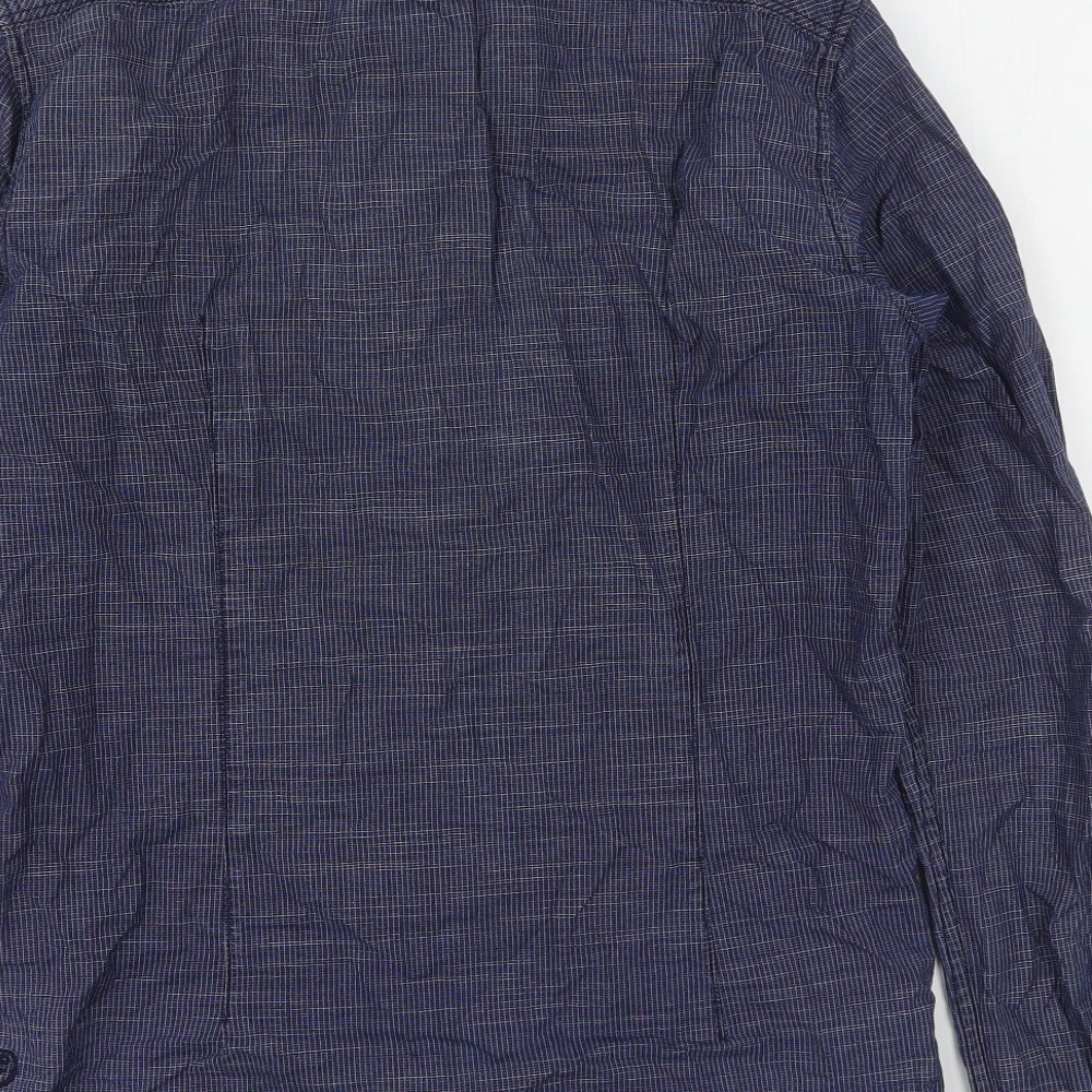 Mens UK Size S Tom Tailor Blue Button-Up Long Sleeve Casual Shirt