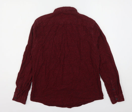 Red Herring Mens Red Cotton Button-Up Size M Collared