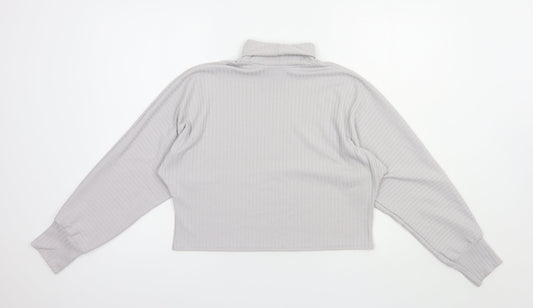 Boohoo Womens Grey Polyester Basic Blouse Size 10 Roll Neck