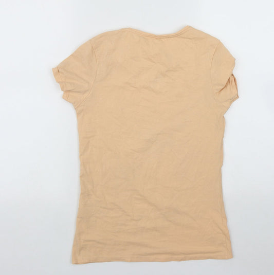 Primark Womens Orange Cotton Basic Polo Size S Round Neck